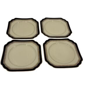 Heinrich Bavaria Germany Gold Square Dessert Salad Plates Set 4 VTG Mid Century